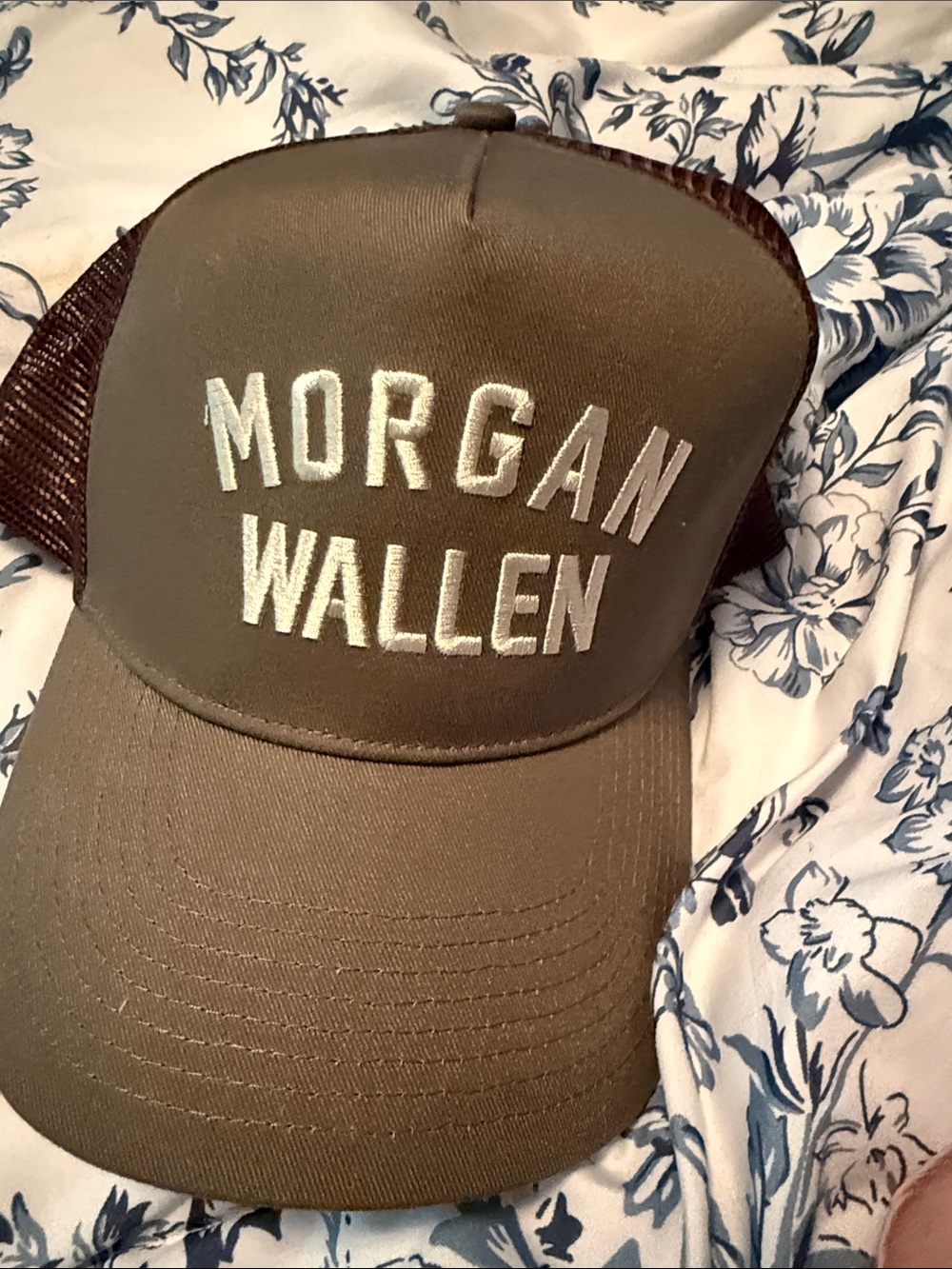 Brown Embroidered Trucker Cap with Mesh Back